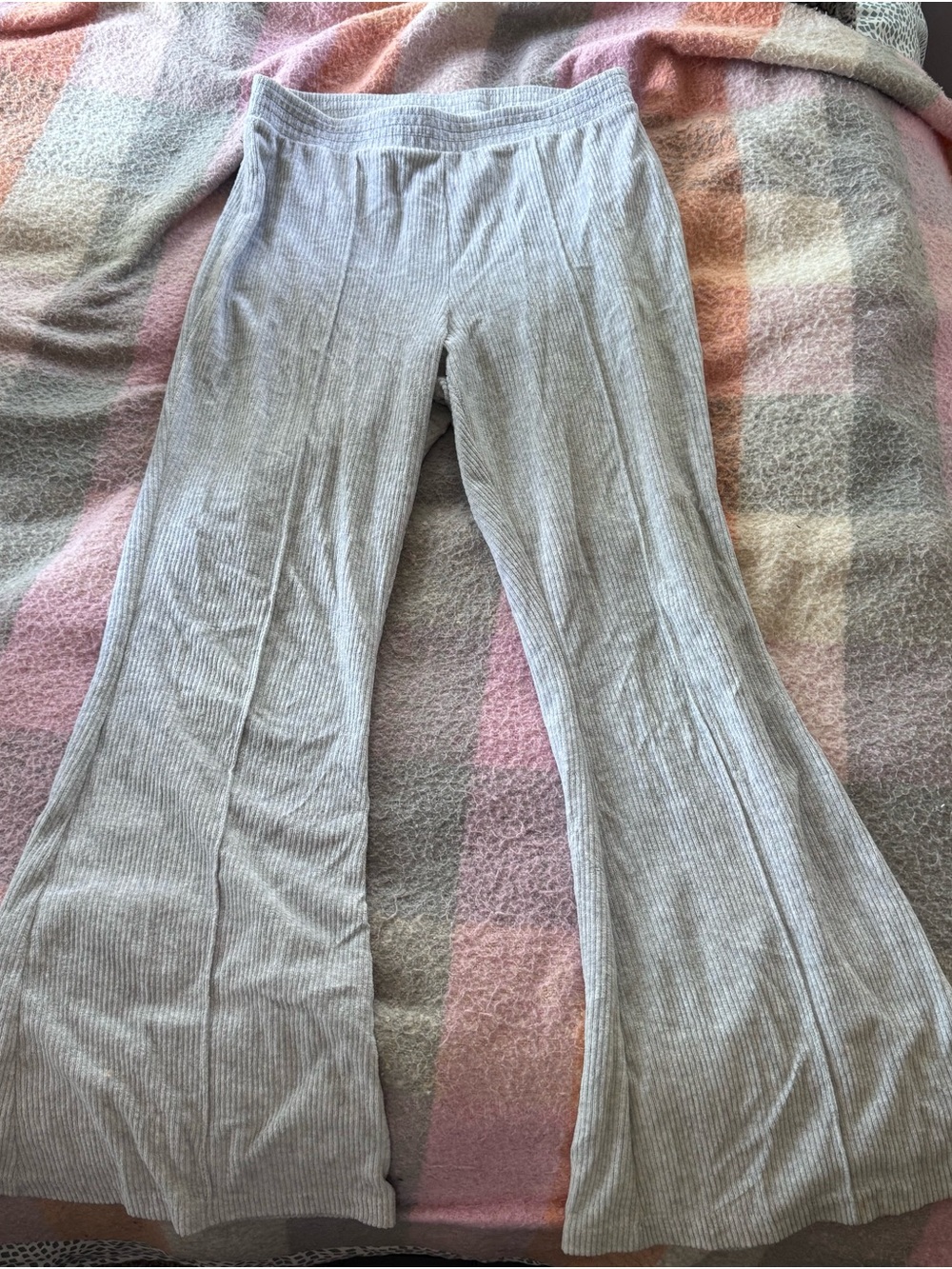 aerie Kids Ribbed Flared Leggings - Light Gray